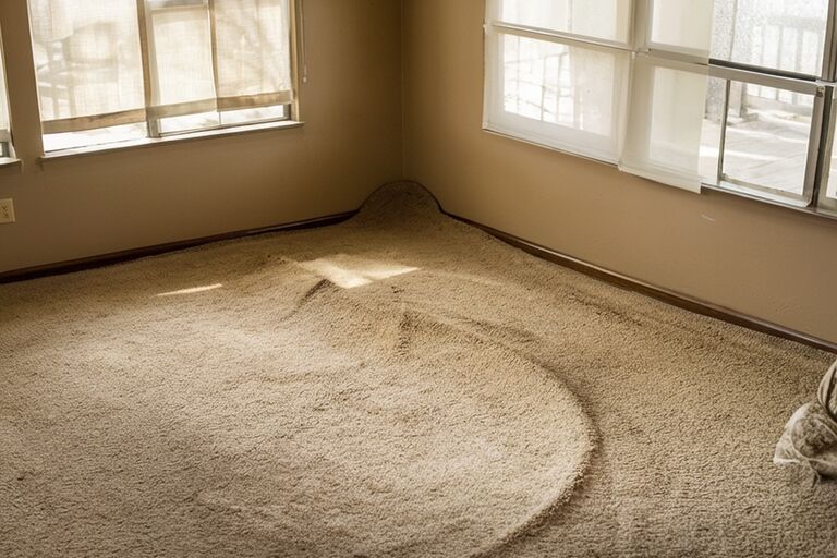 Clean empty living room corner where a large furniture piece used to stand